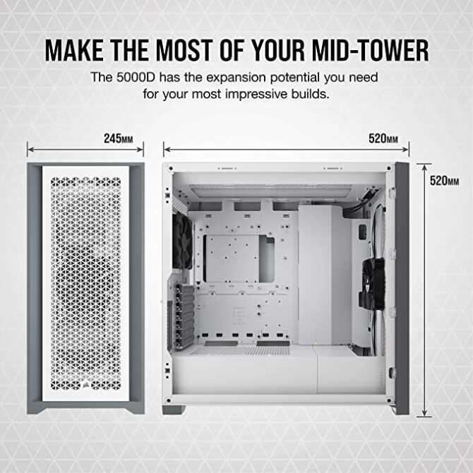 Corsair Cabinet 5000D Airflow TG Mid Tower White