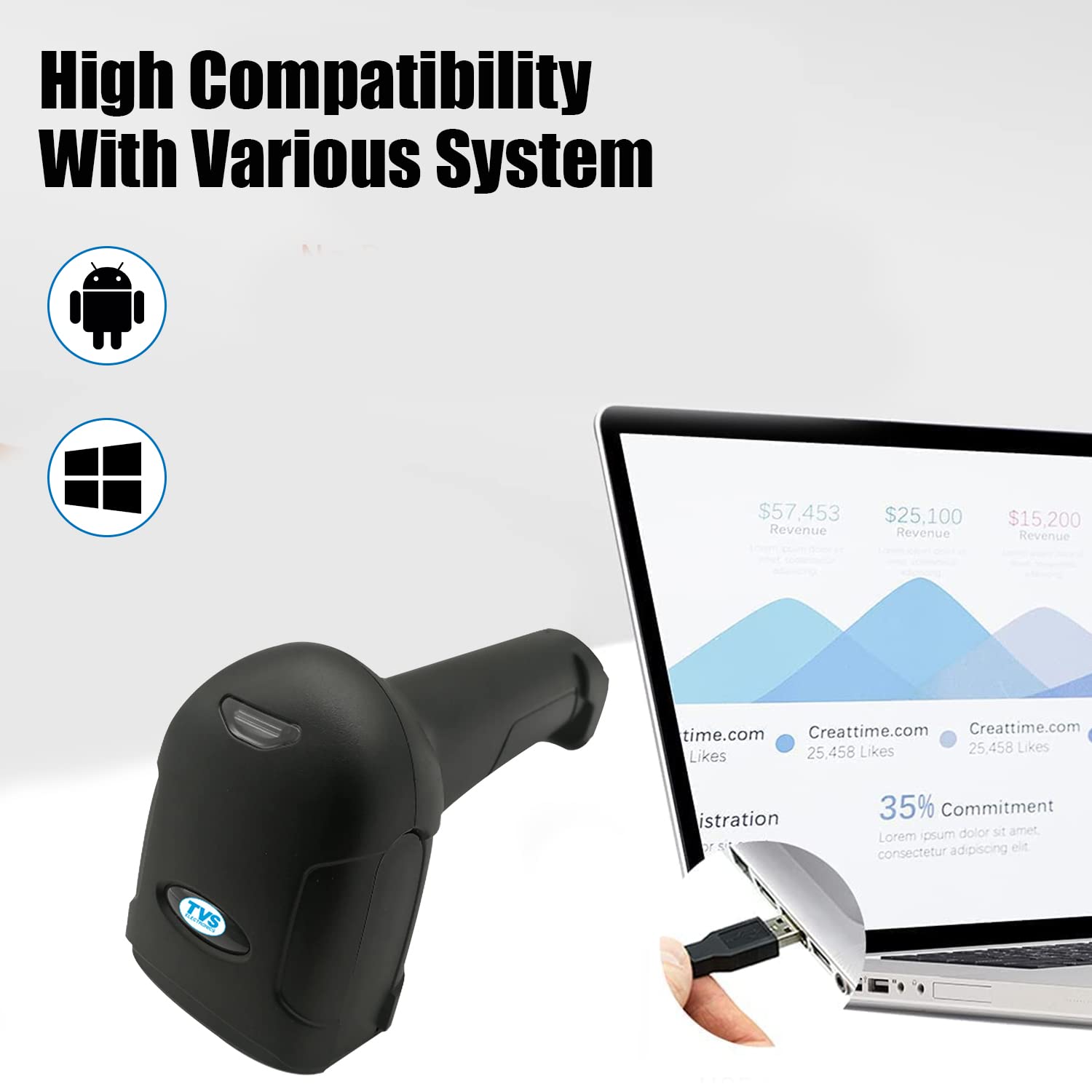 TVS 2D Wired Barcode Scanner BS-I201G Lite