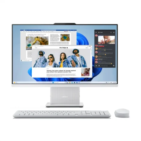 Lenovo IdeaCentre AIO 27IRH9 Cloud Grey desktop with wireless keyboard and mouse