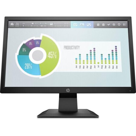 HP P204v black monitor with desktop stand